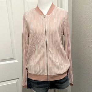 Forever 21 Blush Pleated Zip Up Jacket